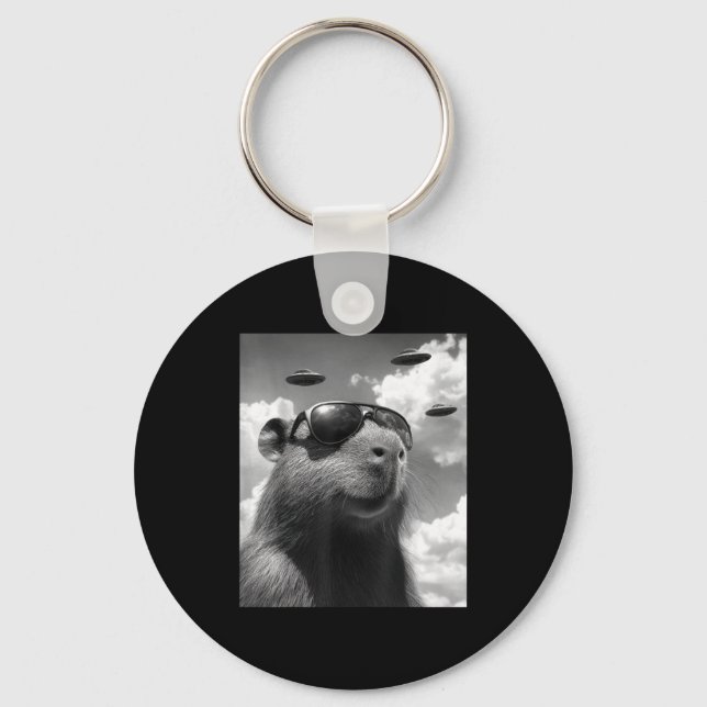 Funny Groundhog Selfie With Ufo Ground Hog Day  Key Ring (Front)