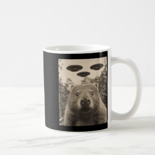 Funny Groundhog Selfie With Ufos Weird Groundhog Coffee Mug