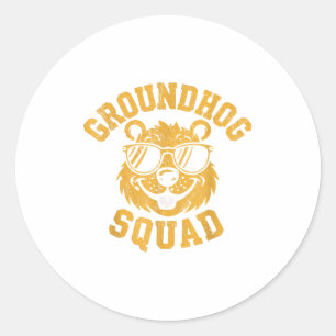 Funny Groundhog Squad Happy Groundhog Day 2025 Classic Round Sticker