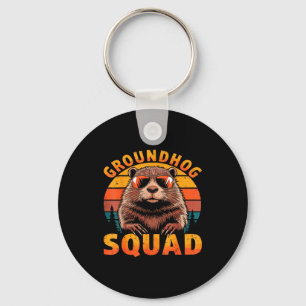 Funny Groundhog Squad Happy Groundhog Day 2025 Key Ring