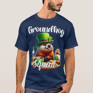 Funny Groundhog Squad Happy Groundhog St Patricks  T-Shirt