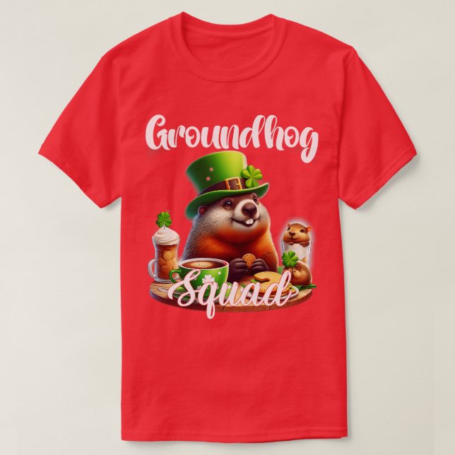 Funny Groundhog Squad Happy Groundhog St Patricks  T-Shirt (Design Front)