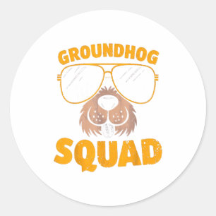 Funny Groundhog Squad Present Happy Groundhog Day Classic Round Sticker