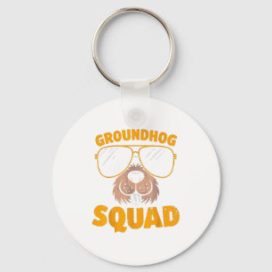 Funny Groundhog Squad Present Happy Groundhog Day Key Ring