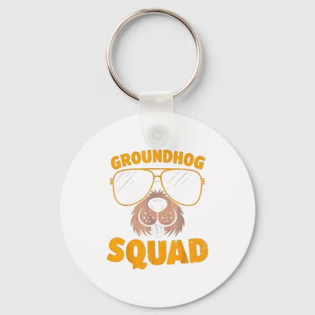 Funny Groundhog Squad Present Happy Groundhog Day  Key Ring (Front)