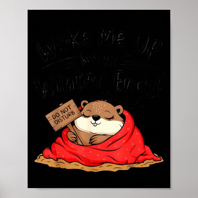 Funny Groundhog Wake Me Up When Winter Ends Ground Poster (Front)