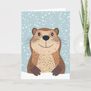 Funny Groundhog Winter Holiday Card