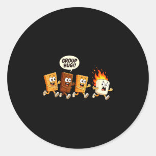 Funny group hug marshmallow campfire smores classic round sticker