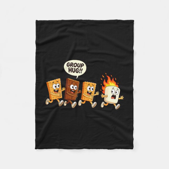Funny group hug marshmallow campfire smores fleece blanket (Front)