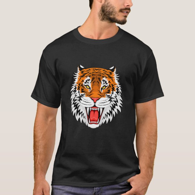 Funny Growling Mouth Open Bengal Tiger Birthday Me T-Shirt (Front)