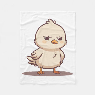 Funny Grumpy Baby Bird Kawaii Cartoon Fleece Blanket