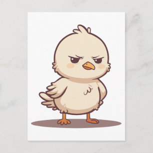 Funny Grumpy Baby Bird Kawaii Cartoon Holiday Postcard