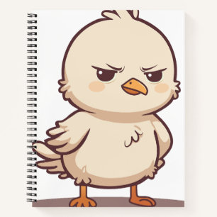 Funny Grumpy Baby Bird Kawaii Cartoon Notebook