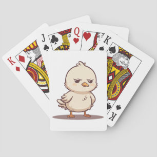 Funny Grumpy Baby Bird Kawaii Cartoon Playing Cards