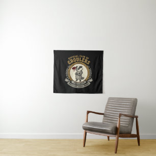 Funny Grumpy Badger "Official Club of Groulers" Tapestry