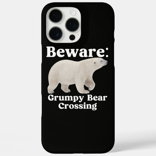 Funny Grumpy Bear Crossing Road Sign Design Case-Mate iPhone Case (Back)