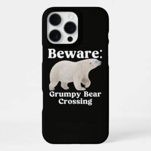 Funny Grumpy Bear Crossing Road Sign Design iPhone 16 Pro Max Case