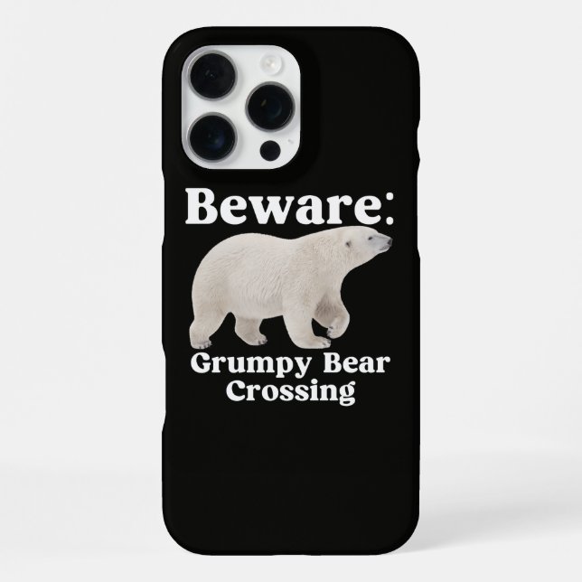 Funny Grumpy Bear Crossing Road Sign Design iPhone Case (Back)