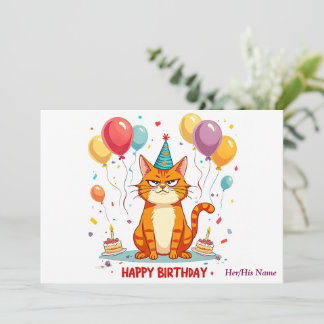 Funny Grumpy Cat Birthday Card – Balloon Overload