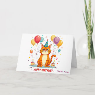 Funny Grumpy Cat Birthday Card – Balloon Overload