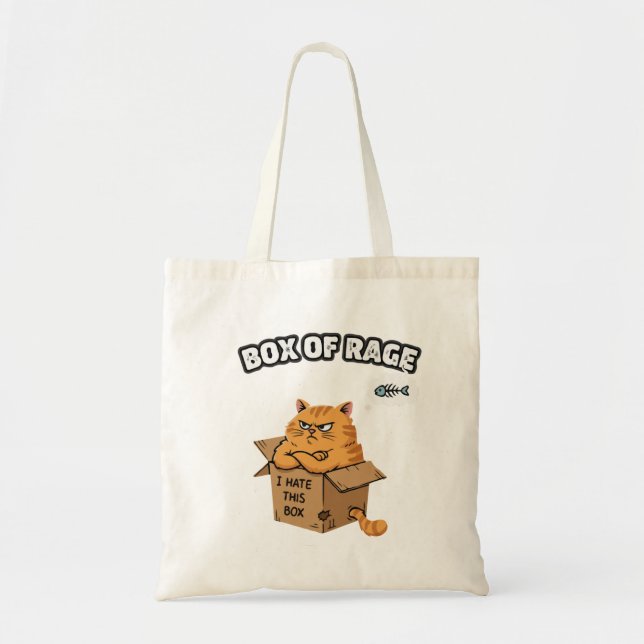 Funny Grumpy Cat | Box of Rage | I Hate This Box Tote Bag (Front)