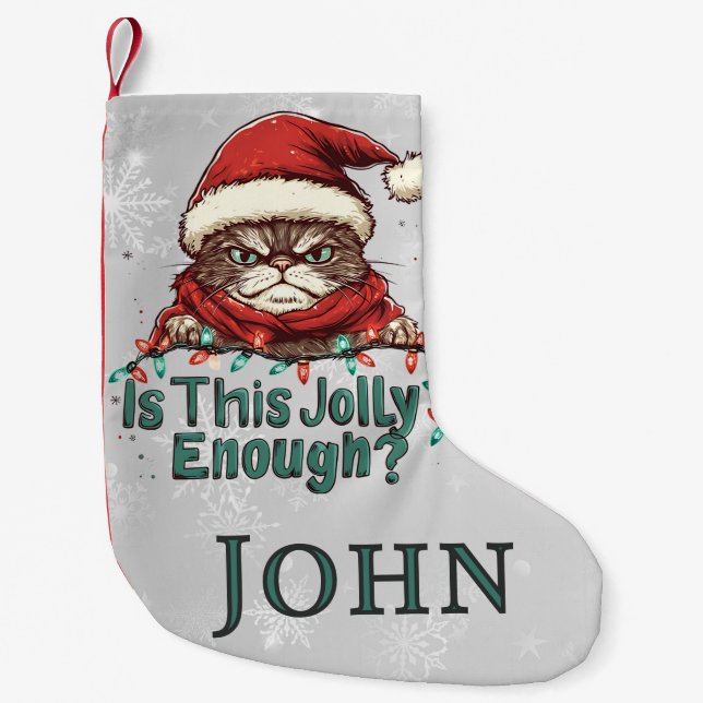 Funny Grumpy Cat Christmas Stocking (Front)