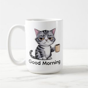Funny Grumpy Cat Coffee Mug – “Good Morning” Cute 