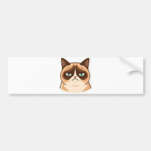 Funny Grumpy Cat-Cute Kawaii Angry Cat Cartoon Bumper Sticker
