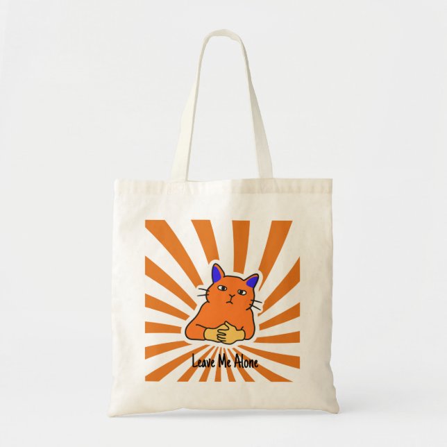 Funny Grumpy Cat "Leave Me Alone" Cute Tote Bag (Front)