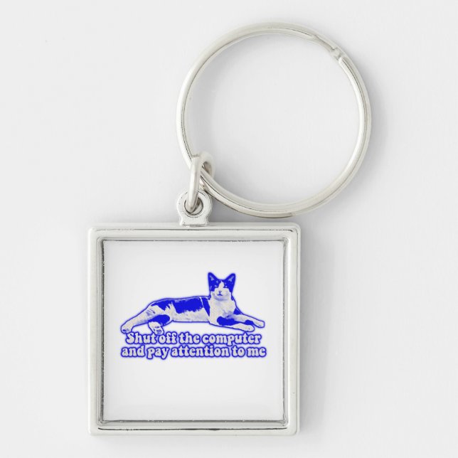 Funny grumpy cat meme for cat owners & lovers key ring (Front)