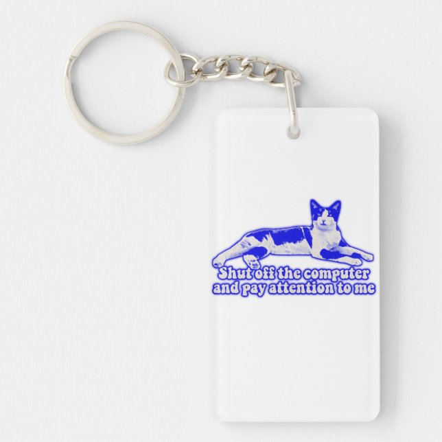 Funny grumpy cat meme for cat owners & lovers key ring (Front)