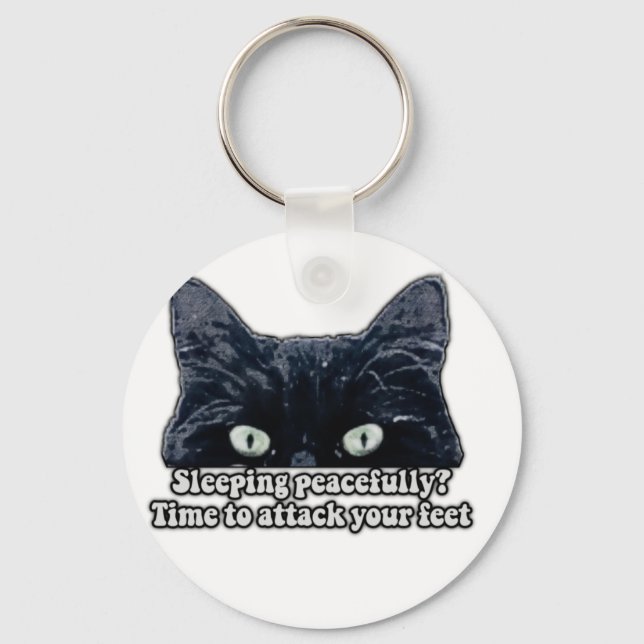 Funny grumpy cat meme for kitten owners &cat lover key ring (Front)