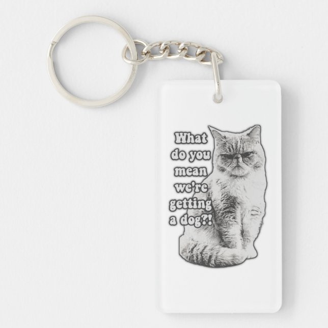 Funny grumpy cat meme for kitty lovers and owners key ring (Front)