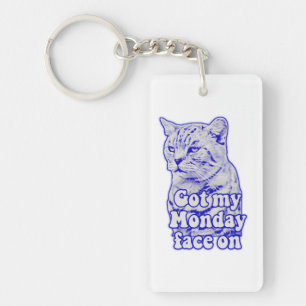 Funny grumpy cat meme for kitty persons and owners key ring