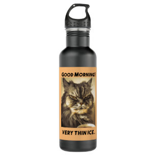 Funny Grumpy Cat Morning Coffee Meme Art  710 Ml Water Bottle