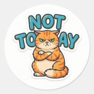 Funny Grumpy Cat Not Today T-Shirt Classic Round Sticker