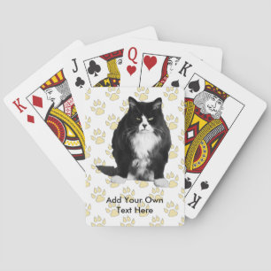 Funny Grumpy Cat Playing Cards  / Yellow Paw Print