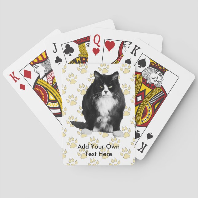 Funny Grumpy Cat Playing Cards  / Yellow Paw Print (Back)