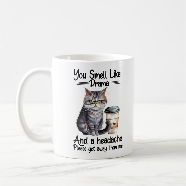 Funny Grumpy Cat Saying Coffee Mug (Left)
