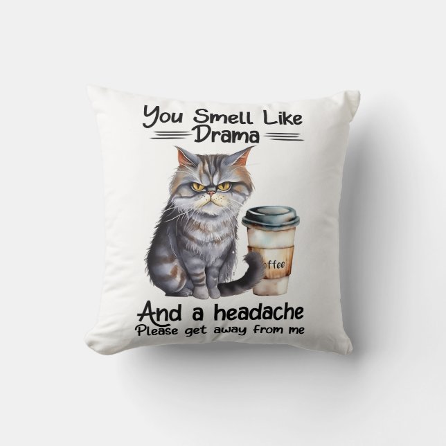Funny Grumpy Cat Saying Cushion (Front)