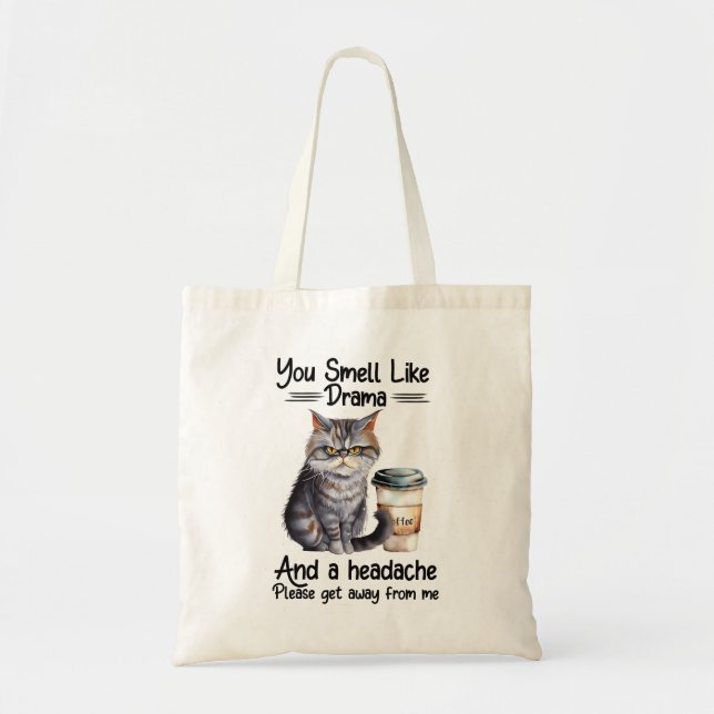 Funny Grumpy Cat Saying Tote Bag (Front)