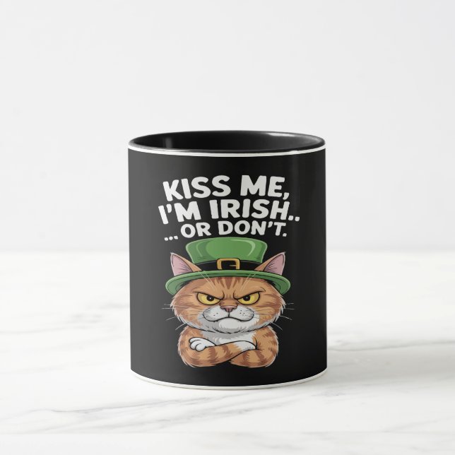 Funny Grumpy Cat St. Patrick's Day "Kiss Me  Mug (Center)