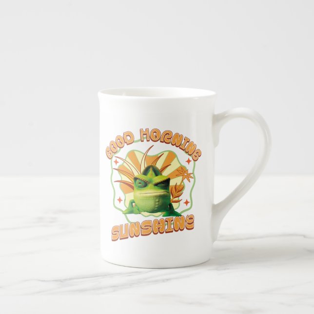 Funny Grumpy Chameleon Morning Humour Bone China Mug (Right)