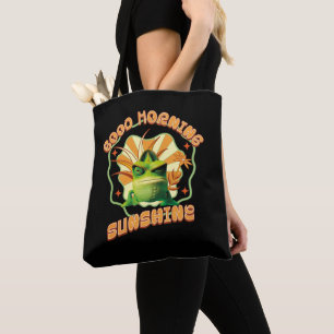 Funny Grumpy Chameleon Morning Humour Tote Bag