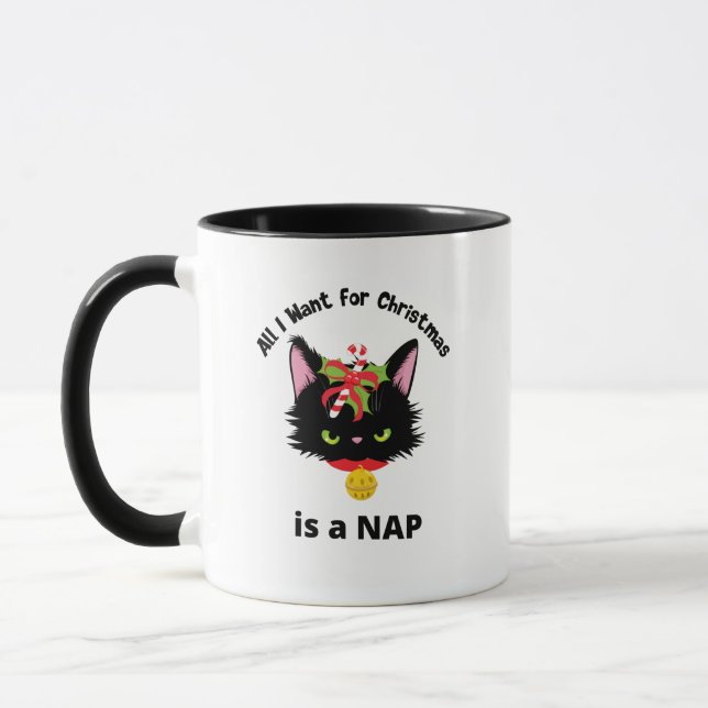 Funny Grumpy Christmas Cat Mug (Left)