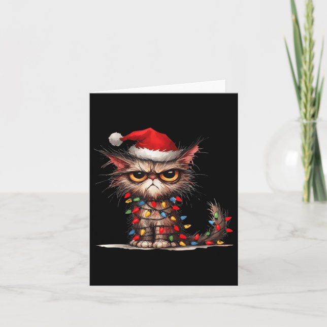 Funny Grumpy Christmas Kitten Cats Cat Mum Cat Dad Card (Front)