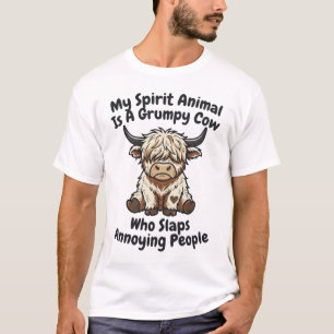 Funny Grumpy Cow Spirit Animal Graphic Tee_1 T-Shirt