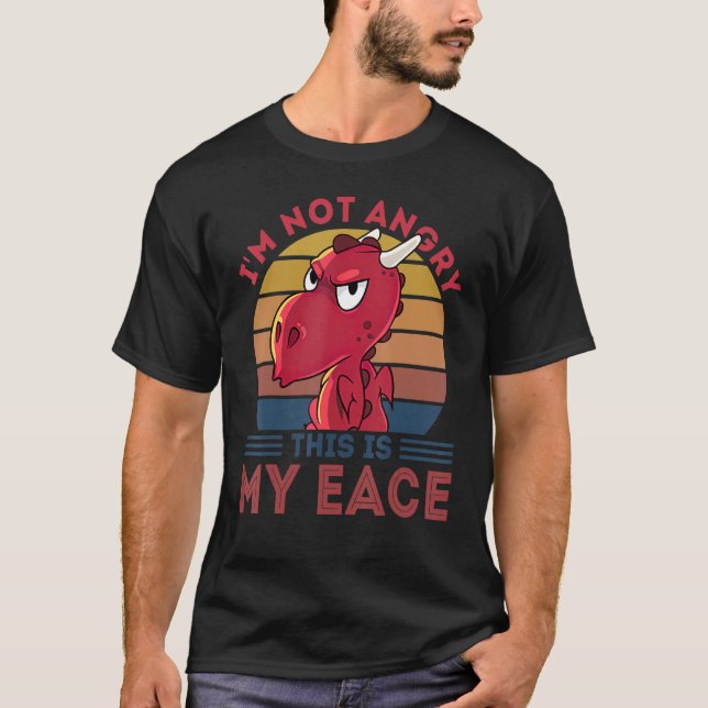 Funny Grumpy Dragon I M Not Angry This Is My Face T-Shirt (Front)