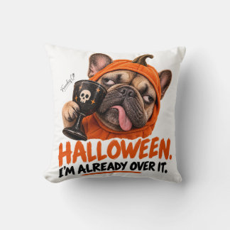 Funny Grumpy French Bulldog Halloween Costume Cushion