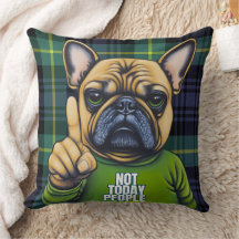 Funny Grumpy French Bulldog Plaid Not Today